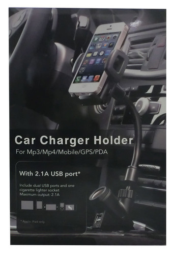 F-21 CAR CHARGER HOLDER WITH 2 USB PORT