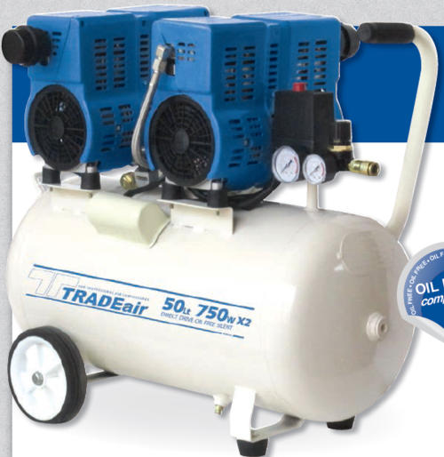 Compressors - TRADE AIR 50L 2 X 750W 2 X 2 Cylinders Oil Free Silent ...