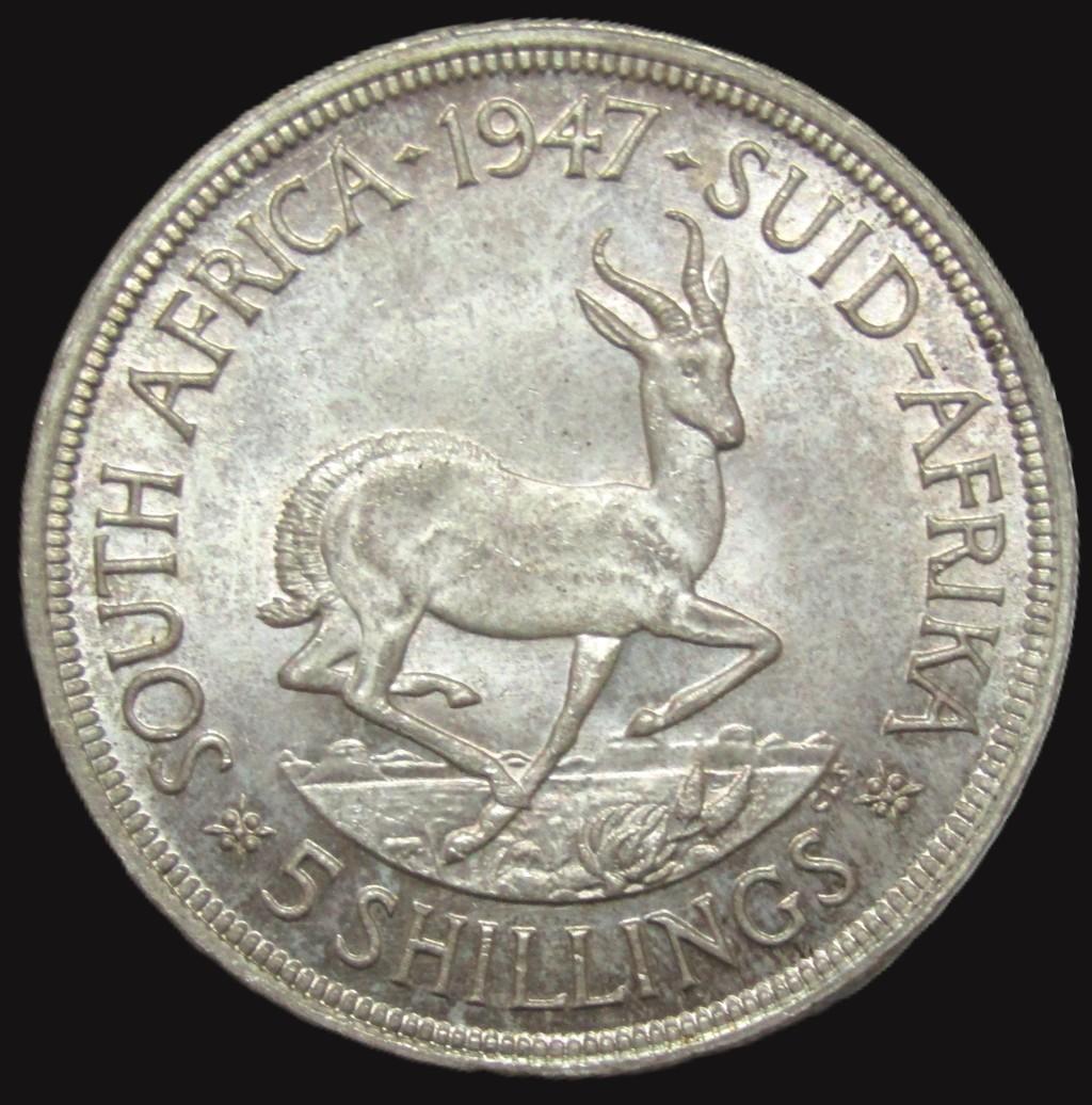 Five Shillings - 1947 Union of South Africa 5 Shillings-Brilliant UNC ...