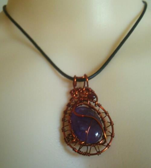 Copper pendant with Amethyst cabochon No.2