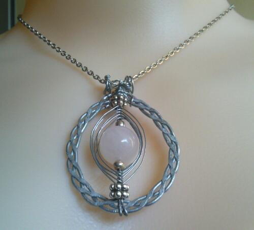 moonstone and rose quartz pendant