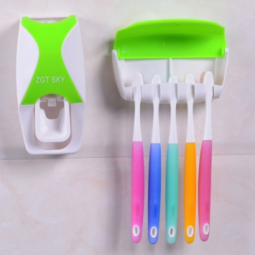 Toothpaste Dispenser Squeezer Toothbrush Holder Set