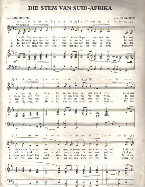 Documents South African History The Original South African National Anthem Sheet Music