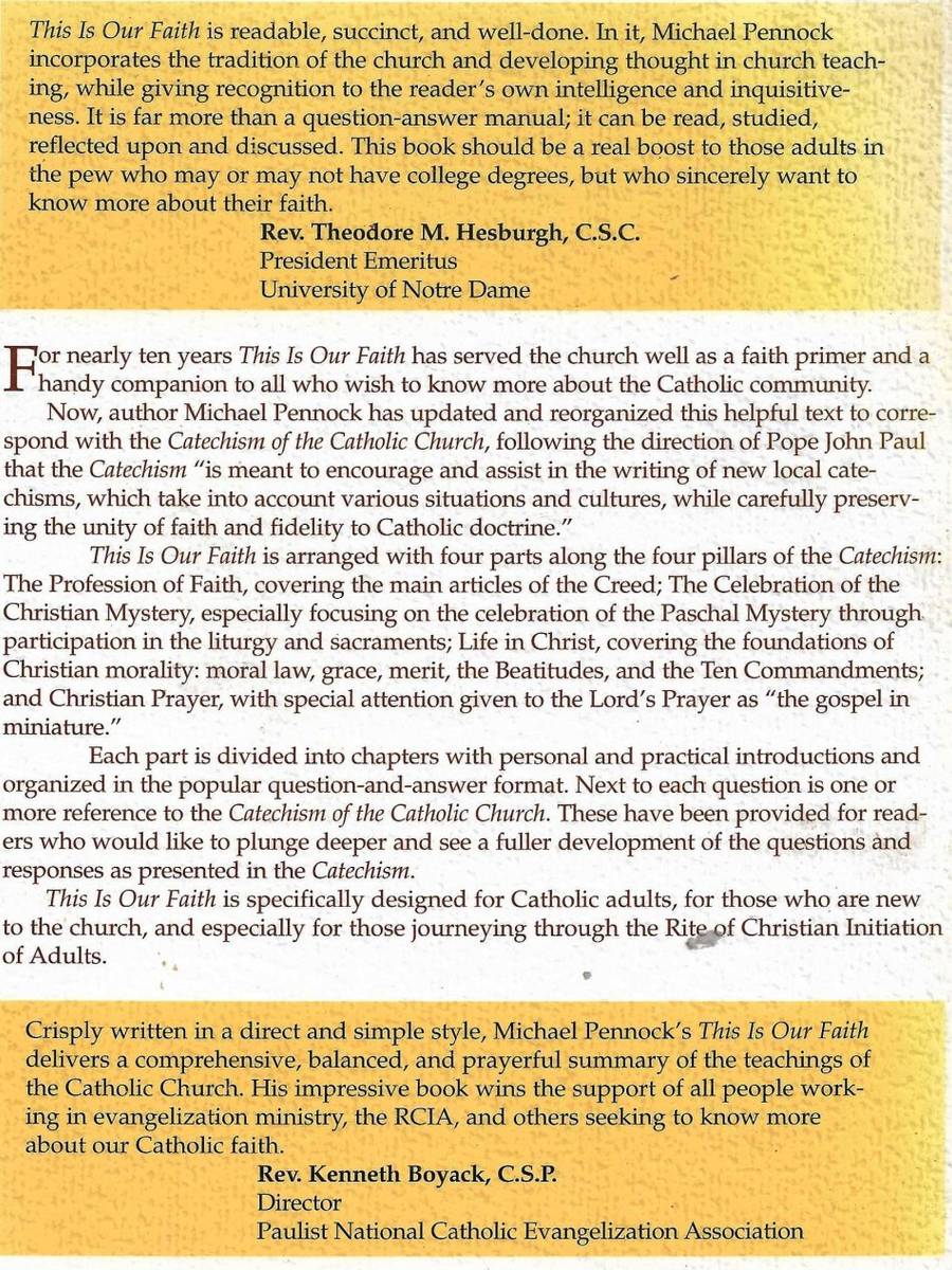 Religion THIS IS OUR FAITH CATHOLIC CATECHISM FOR ADULTS [PAPERBACK