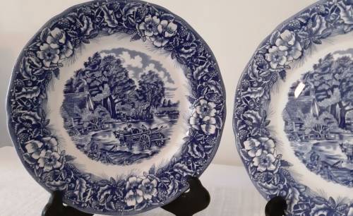 Lot De 4 Assiettes Vintage Céramique Quadrifoglio Italy – Blanc