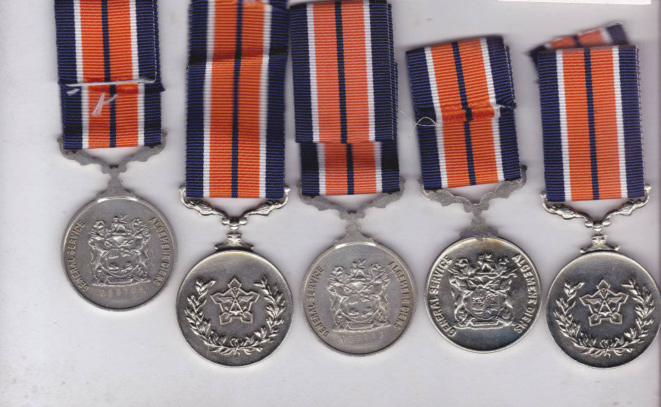 SADF & SANDF SOUTH AFRICA GENERAL SERVICE MEDAL X 5 BID PER MEDAL F/S