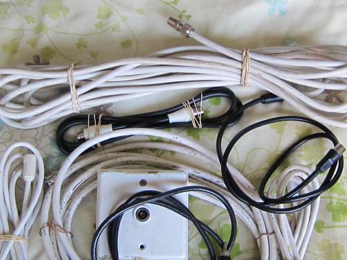 Telephone, TV antenna, extension, connectors