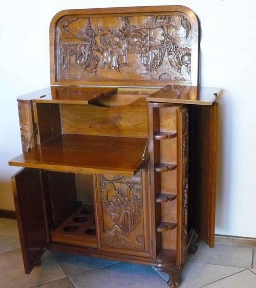 Cabinets - Elaborate carved Chinese liquor cabinet was listed for R5 ...