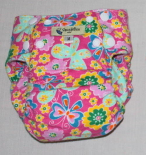SnuggleBum nappy pocket, pink flowers medium