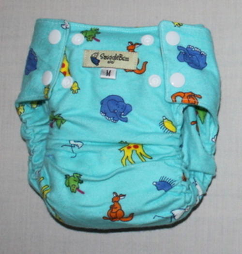 SnuggleBum nappy pocket, aqua zoo medium