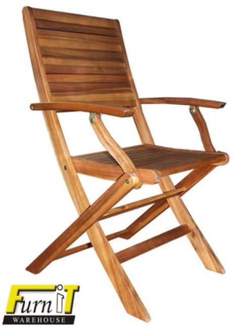 Folding Chair With Armrests Solid Acacia Wood