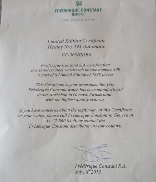Limited Edition Certificate No 399 of 1888