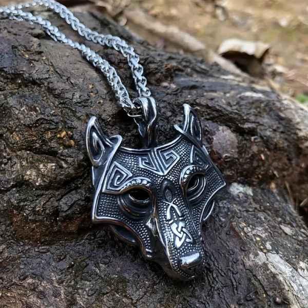 Necklaces - Mens Mythical Fenrir Viking Lone Wolf Stainless Steel ...