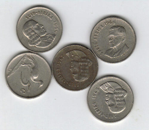 Collections & Lots - 1965,66,67,68,69 SOUTH AFRICA OLD 5C COINS was ...