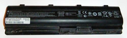 Used Genuine HP MU06 Original Rechargable Laptop Battery 10.8V 47Wh 4200mAh 6-cell 593553-001   Information:      Genuine HP Rechargeable Laptop Battery     Excellent Working Condition     Excellent Physical Condition     Energy: Voltage 10.8V     Amp-hour capacity 5.1Ah     Watt-hour capacity 55Wh     Temperature Operating (Charging) 32° to 113° F (0° to 45° C)     Operating (Discharging) 14° to 140° F(-10° to 60° C)     Non-operating -4° to 140° F (-20° to 60° C)     Battery Re-Charge Time: System in OFF or Standby Mode: 2.5 hours     System ON: 3 to 5 hours (Current Battery Life Approximately ~2 hours when Full while Watching a Full Movie or Series)     Compatible Laptops List: http://store.hp.com/UKStore/Merch/Product.aspx?id=WD548AA&opt=ABB&sel=ACC#merch-comp-products hp pavilion g6 dv6 dv7 HP MU06 Long Life Laptop Battery presario compaq 630 CQ57 635 650 250 255 G2 g7 dm4 envy m6 g56 17 g62 