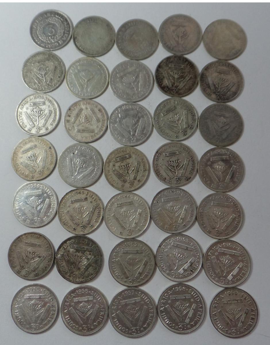 Threepence - Union of South Africa: Silver Tickey Collection 1923-1959 ...