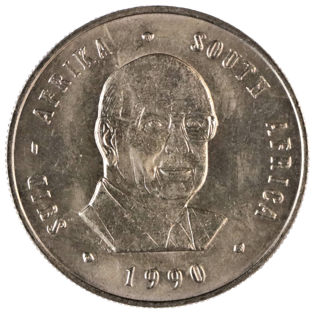 One Rand - Error 1990 South Africa Nickel R1, Die Transfer i.e ...