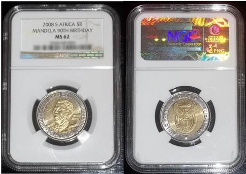 mandela birthday 2008 ms62 R5 coin NGC graded