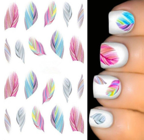COLOR FEATHER NAIL ART STICKERS