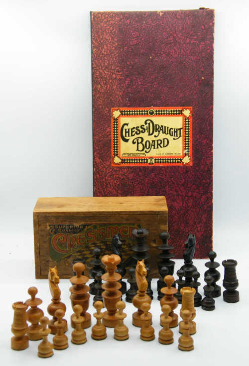 Chess Draughts Checkers Antique Chessmer Wooden Set In View Similar