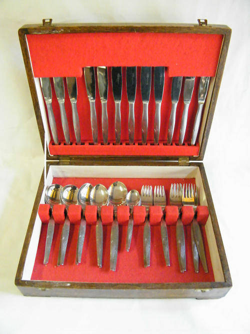 Cutlery Vintage Stainless steel cutlery set in box Rodd 44 piece as