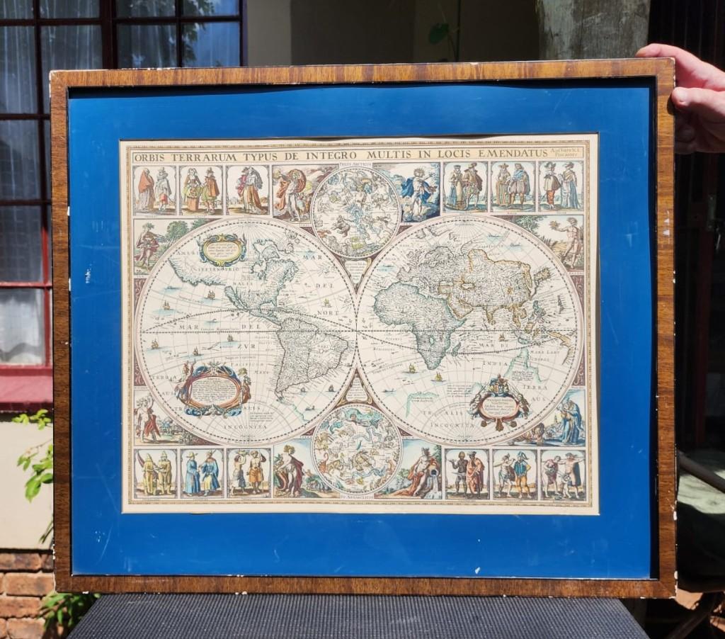 Maps - Rare Antique 1652 Visschers Two Hemisphere Cartes-a-Figures ...