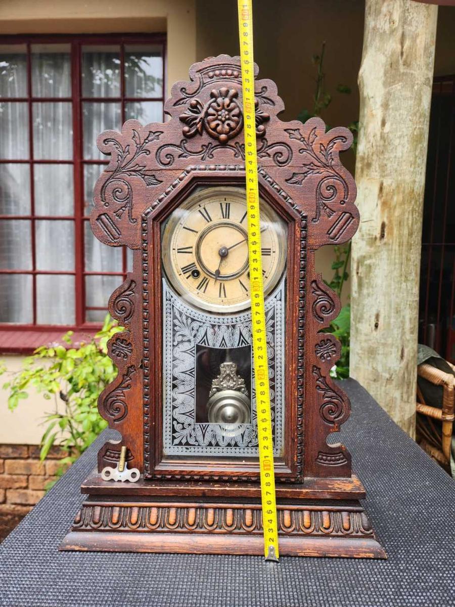 Mantel Clocks - Antique 1901 Ansonia Kirkwood Oak Kitchen or ...