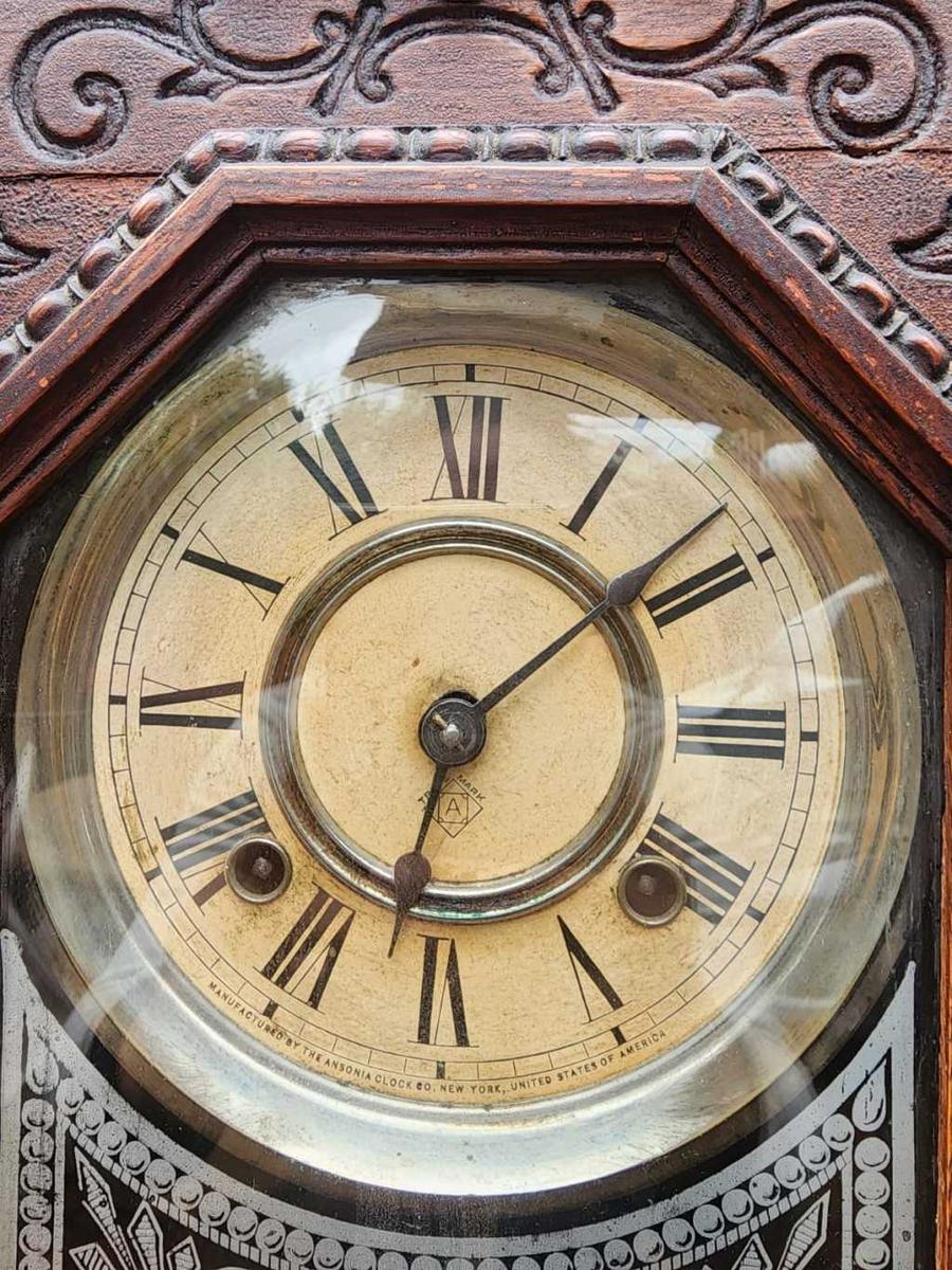 Mantel Clocks - Antique 1901 Ansonia Kirkwood Oak Kitchen or ...