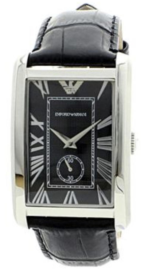 Men's Watches - EMPORIO ARMANI CLASSIC Black Bold Rectangular Dial Men ...