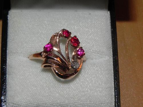 Vintage & Antique Jewellery - Vintage 14K Rose Gold Ruby Retro Ring was ...