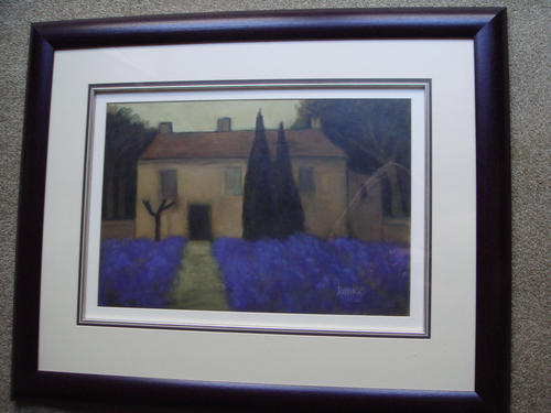 Lavender cottage with frame Sandi Beukes