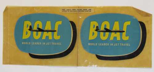 Pair of two British overseas Airways Corporation luggage stickers