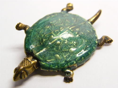 Vintage Brass Enameled - Terrapin / Turtle
