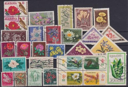 Lot of 29 Flower Stamps - as per scan