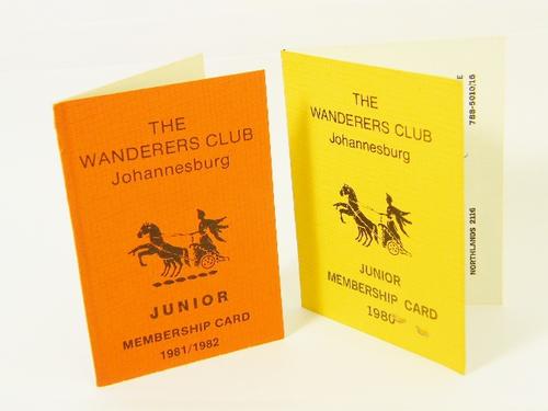 1980 & 1981 Membership cards for the Wanderers club Johannesburg - as per photo