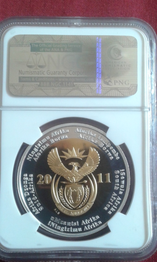 2011 R5 PROOF SARB 90TH ANNIVERSARY GOLD PLATED CROWN
