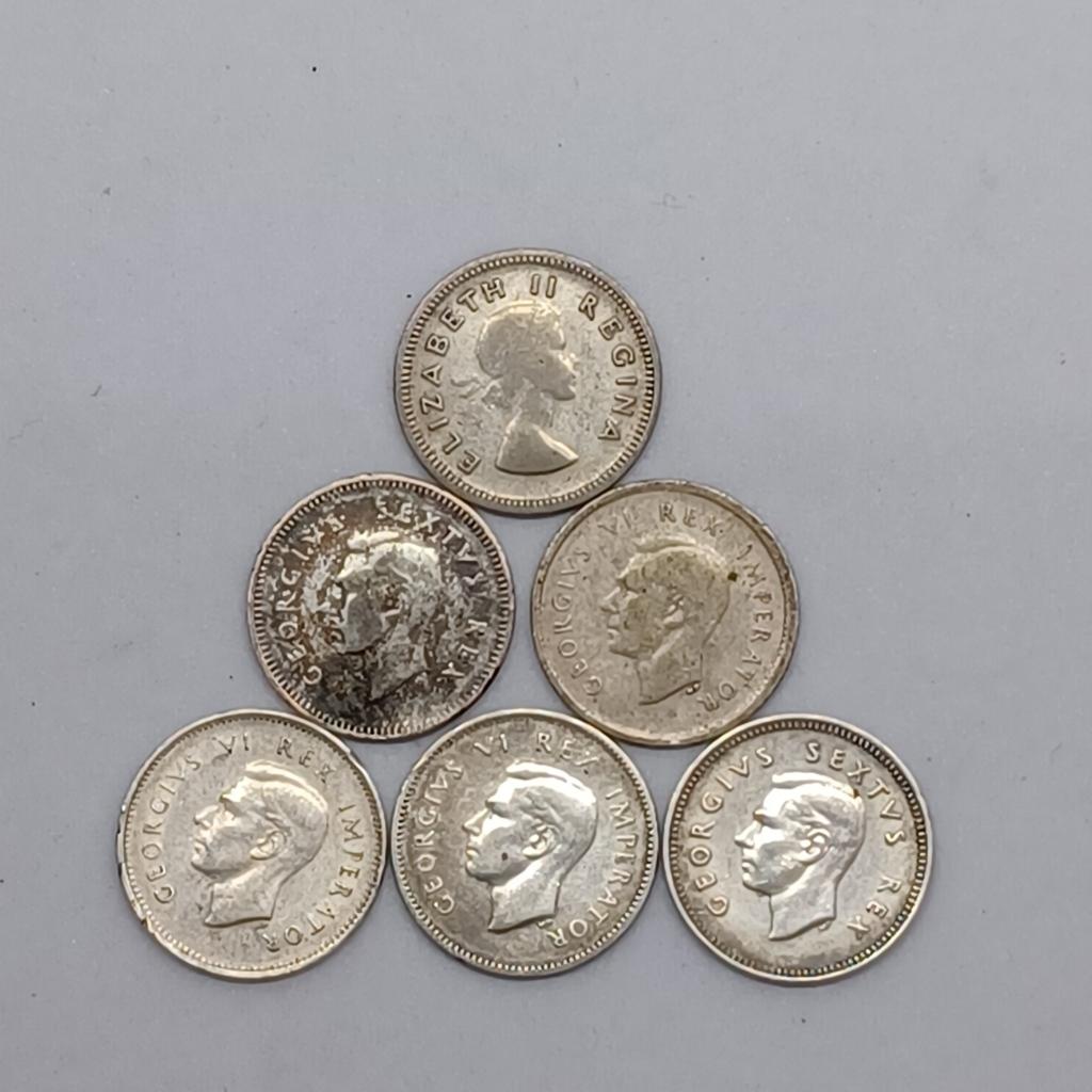 Threepence - 6 X Silver Tickey (3d) Lot (one Bid For All 6)   1939 