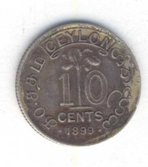 1899 Ceylon silver 10 cents