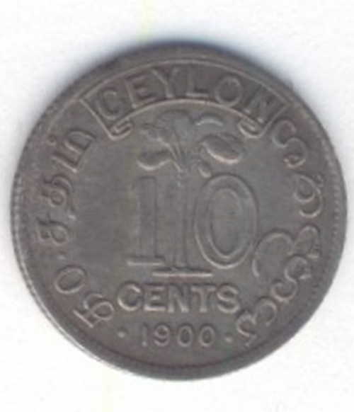 1900 Ceylon silver 10 cents - Excellent
