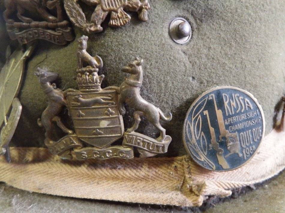 Headgear - Slouch hat with various military badges - Mostly Rhodesian ...