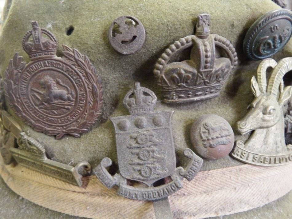 Headgear - Slouch hat with various military badges - Mostly Rhodesian ...