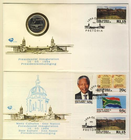 1994 Presidential Inauguration coin on FDC no 6.3c partial steps plus FDC no 6.3b