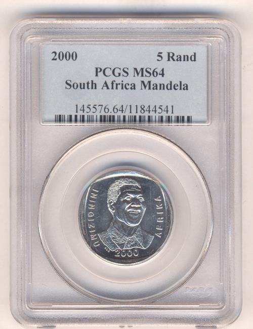 2000 South Africa R5 Mandela graded MS 64 by PCGS