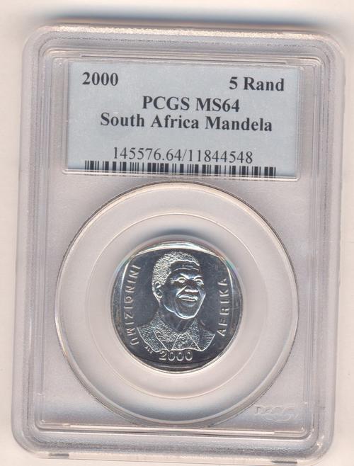 2000 South Africa R5 Mandela graded MS 64 by PCGS