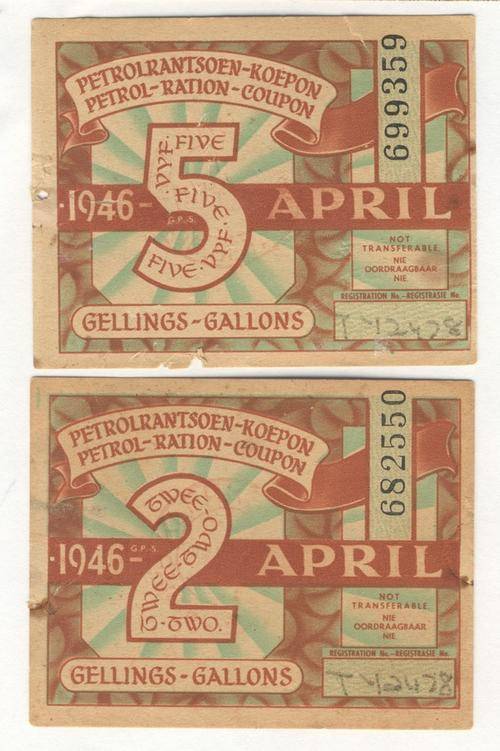 Tokens Lot of 3 WW2 peroid petrol coupons 1942 and 1944 was sold for R150.00 on 13 Jan at 09