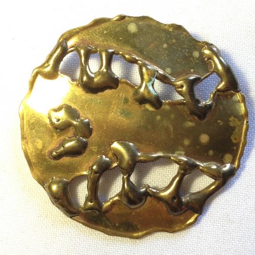 Vintage handmade brass brooch