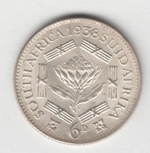 1938 SA Union 6 pence uncirculated as per scan