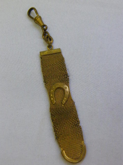 Vintage brass good luck fob chain