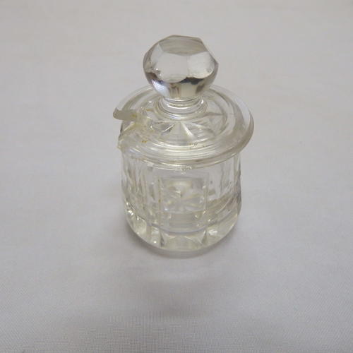 Glass Mustard pot with lid (Lid is chipped)