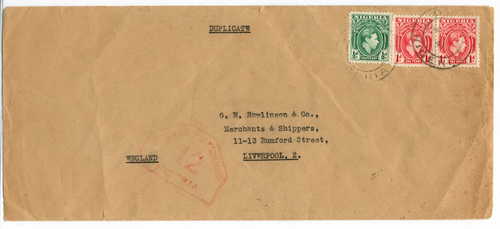 Cover posted from Nigeria to England - back stamped : Oshogbo and Lagos - 3 Nigerian stamps